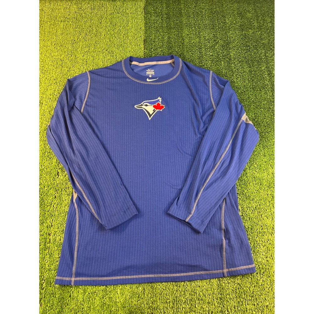 Nike Pro Toronto Blue Jays Mens XL Long Sleeve Ribbed Performance Shirt Blue